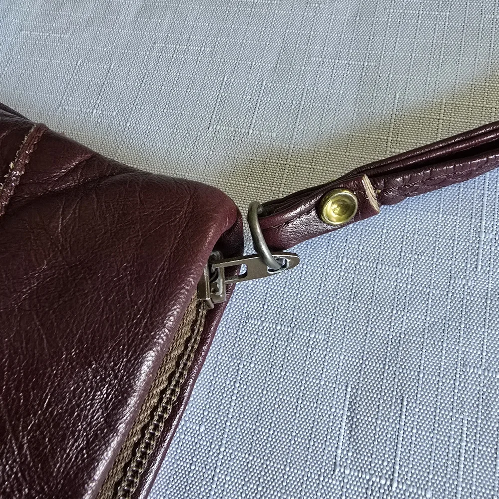 Michael Of Boston VINTAGE Handbag Burgundy Leather Small Clutch Wristlet